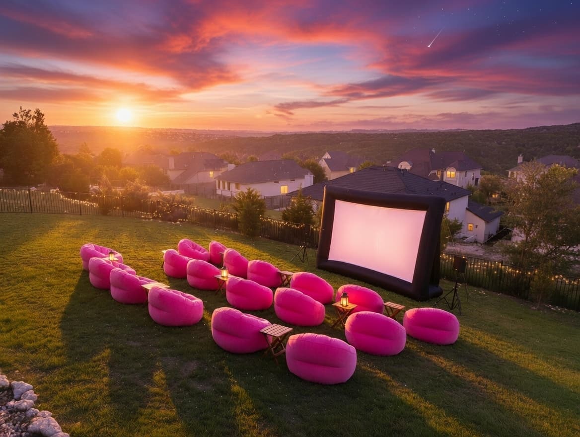 Outdoor movie setup 1 in Pflugerville